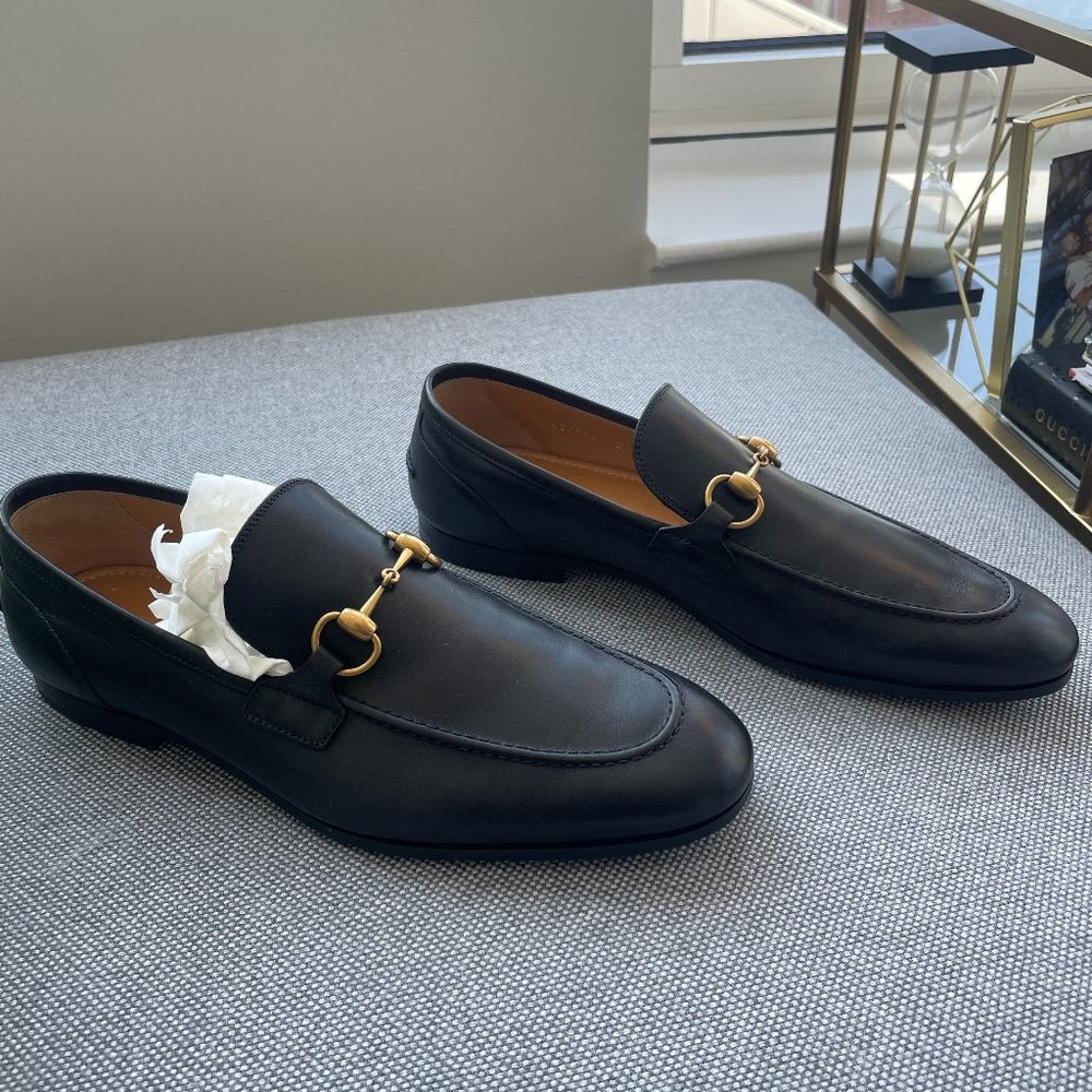 [New] never-worn Mens Gucci Jordaan Horsebit Loafers (Black) (9US/8UK)